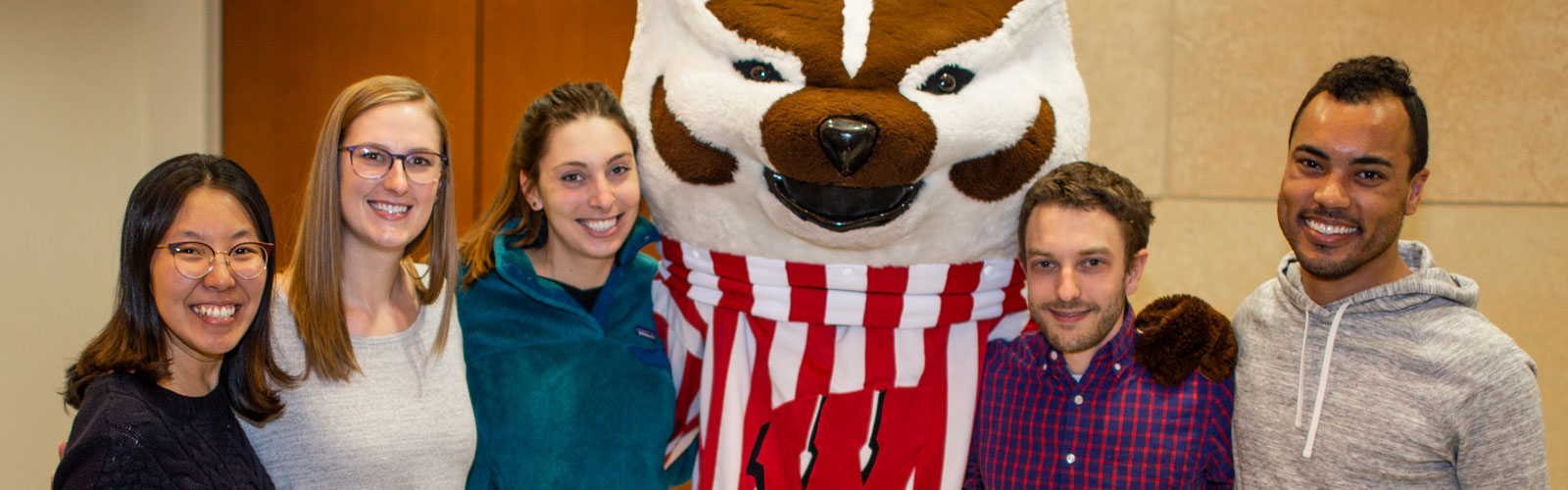 Students with Bucky Badger
