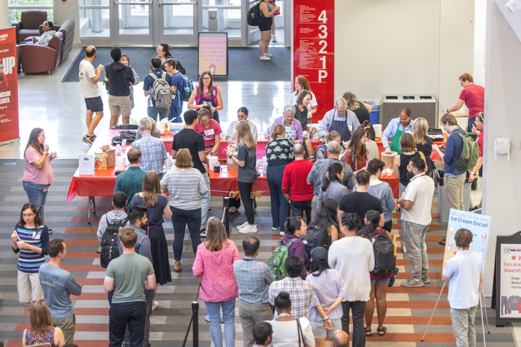 Line forms for ice cream at the 2024 Ice Cream Social.