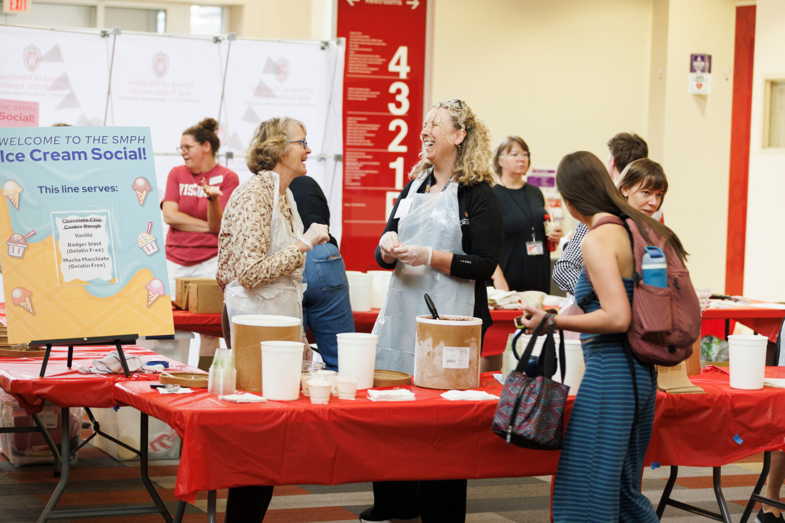 Chair of Obstetrics and Gynecology Ellen Hartenbach and Associate Dean for Social Health Sciences and Programs Amy Kind at the Ice Cream Social.